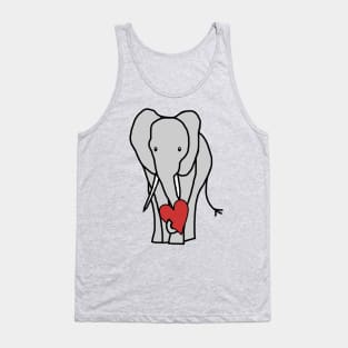 Big Elephant with Love Heart on Valentines Day Graphic Tank Top